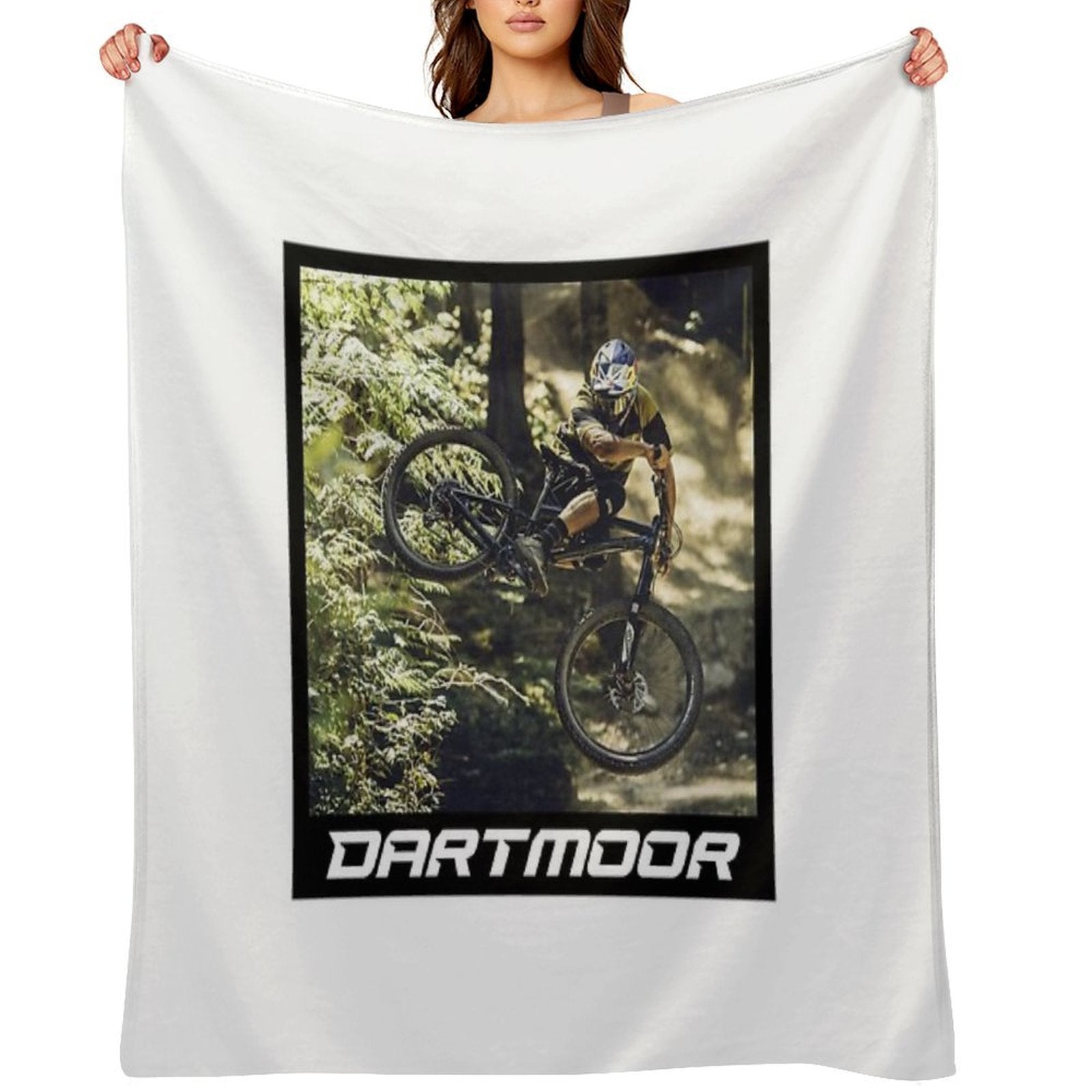 Cyclist Jumping with His Dartmoor Bikes Travel-friendly Throw Blanket