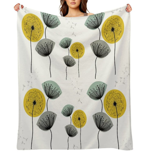 Mid Century Dandelions Wrinkle-free Throw Blanket