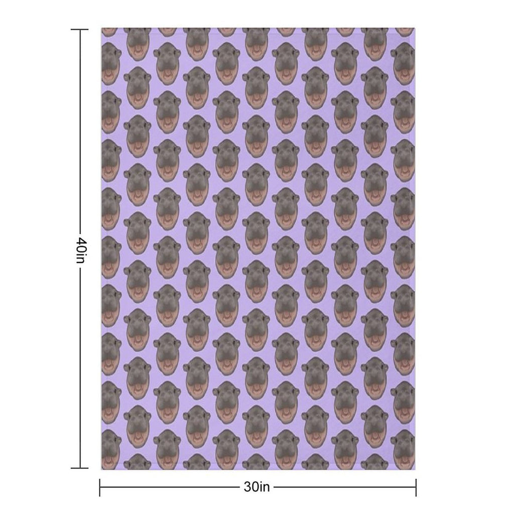 Moo Deng Pygmy Hippo Screaming (purple) Quick-dry Throw Blanket