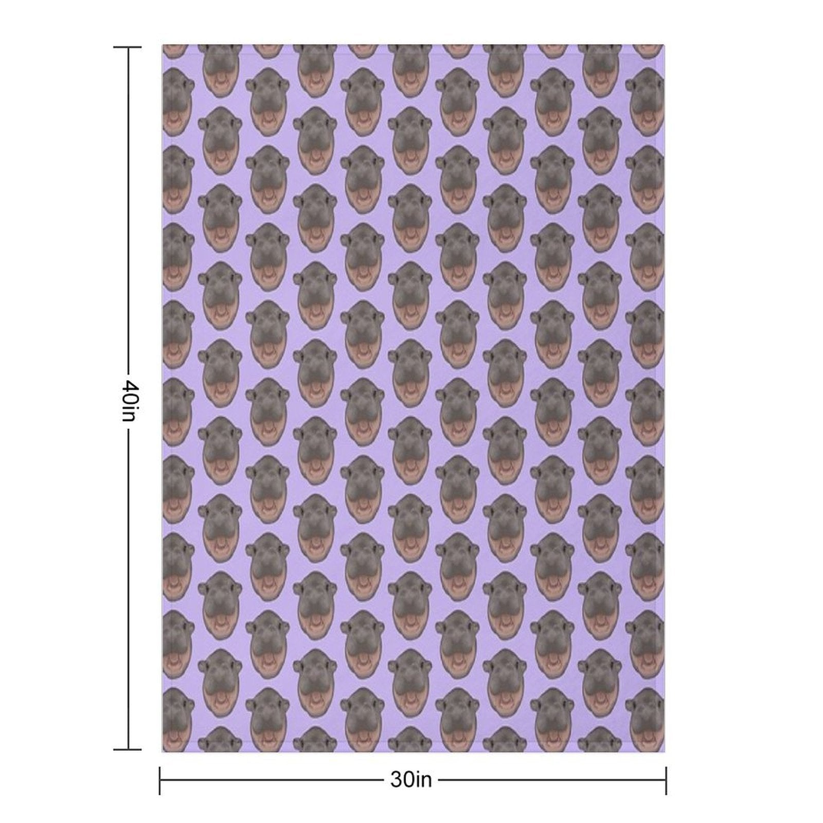 Moo Deng Pygmy Hippo Screaming (purple) Quick-dry Throw Blanket