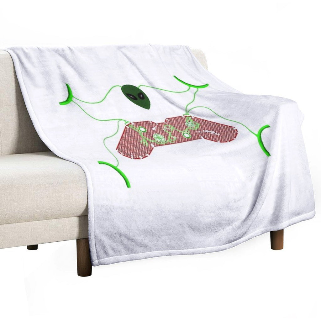 Alien Game Controller Plush Throw Blanket