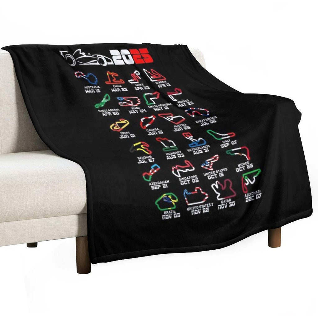 Calendar Formula Race Cars 2025 Circuits Colors Velvety-soft Throw Blanket