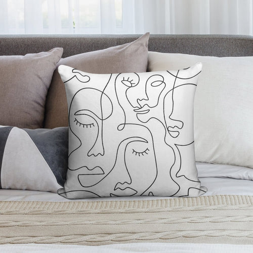 Abstract Faces Soft Warmth Comfort Throw Pillow