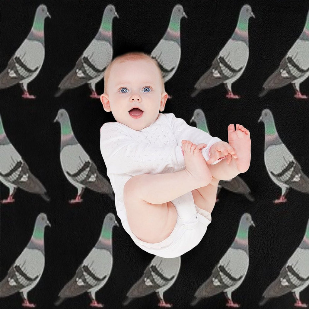 Pigeon Walk 2020, Black Background Wrinkle-free Throw Blanket