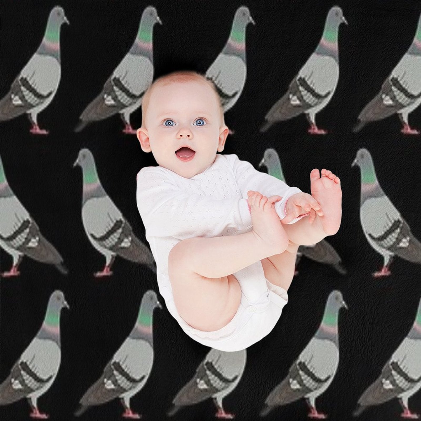 Pigeon Walk 2020, Black Background Wrinkle-free Throw Blanket