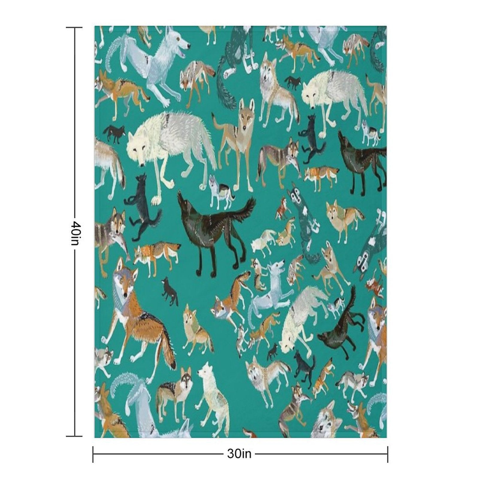 Wolves of The World (Green Pattern) Eco-conscious Throw Blanket