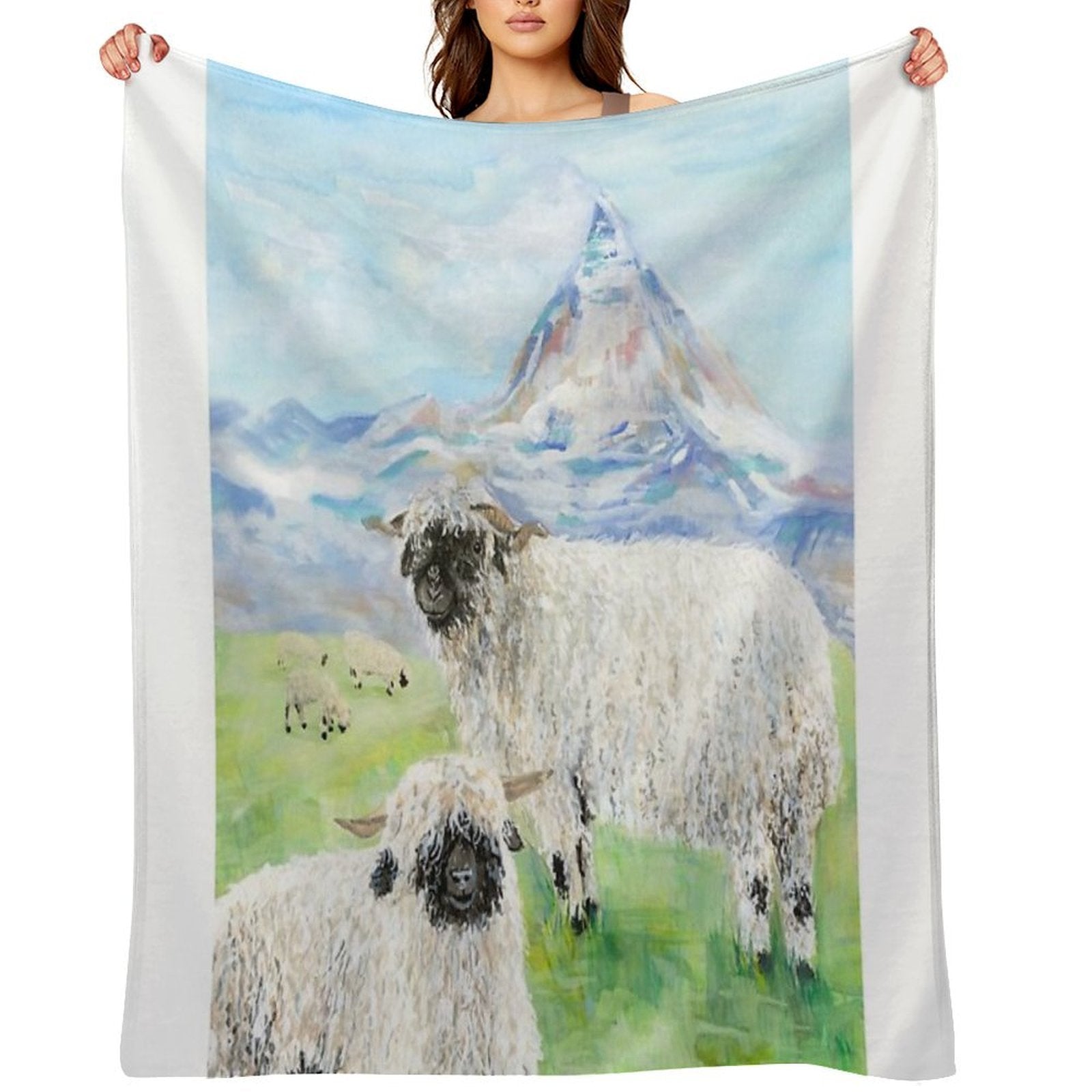 Valais Blacknose Sheep at The Matterhorn Durable Throw Blanket