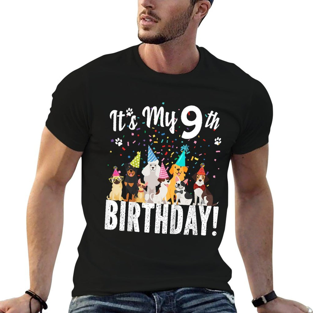 Kids Its My 9th Birthday Shirt Toddler Girl with Dogs (nine)  Vintage-inspired T-Shirt