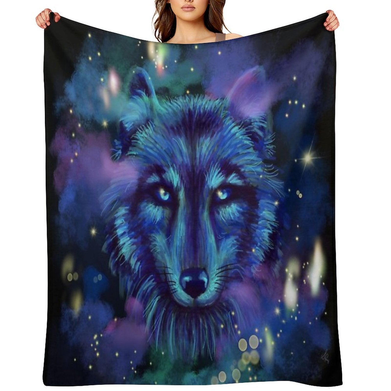 Astral Wolf Velvety-soft Throw Blanket