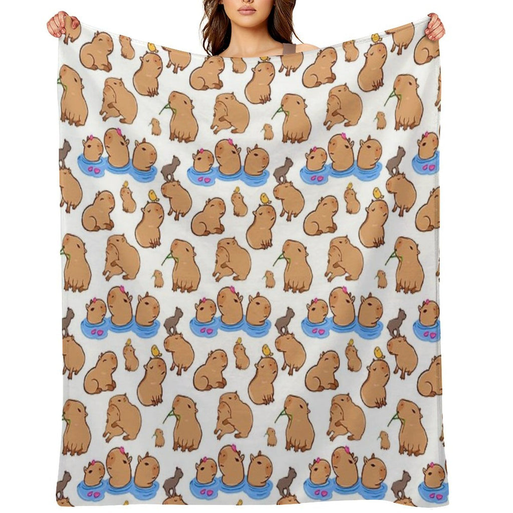 Capybara Pattern Premium Throw Blanket