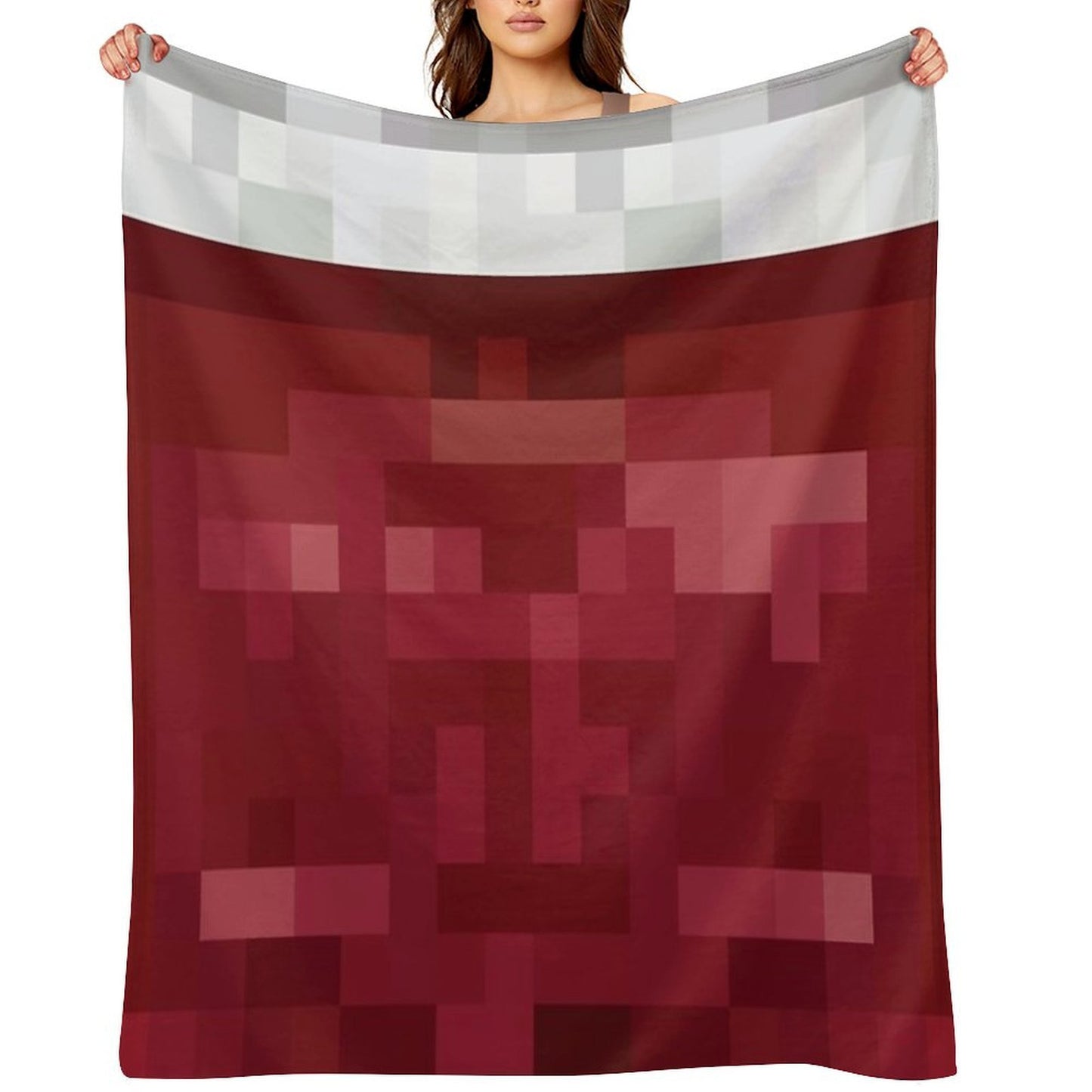 Red And White Pixel  Design Compact Throw Blanket
