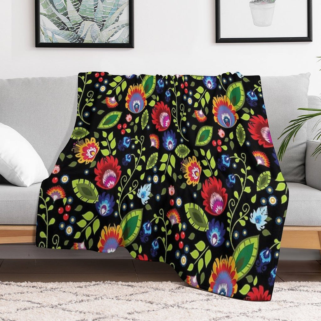 Polish Folklore - Beautiful Composition on Black Comfort Throw Blanket