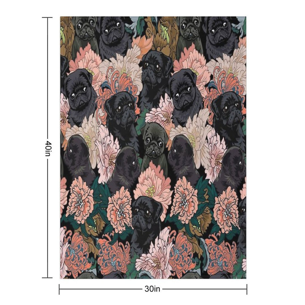 Because Black Pug Sustainable Throw Blanket