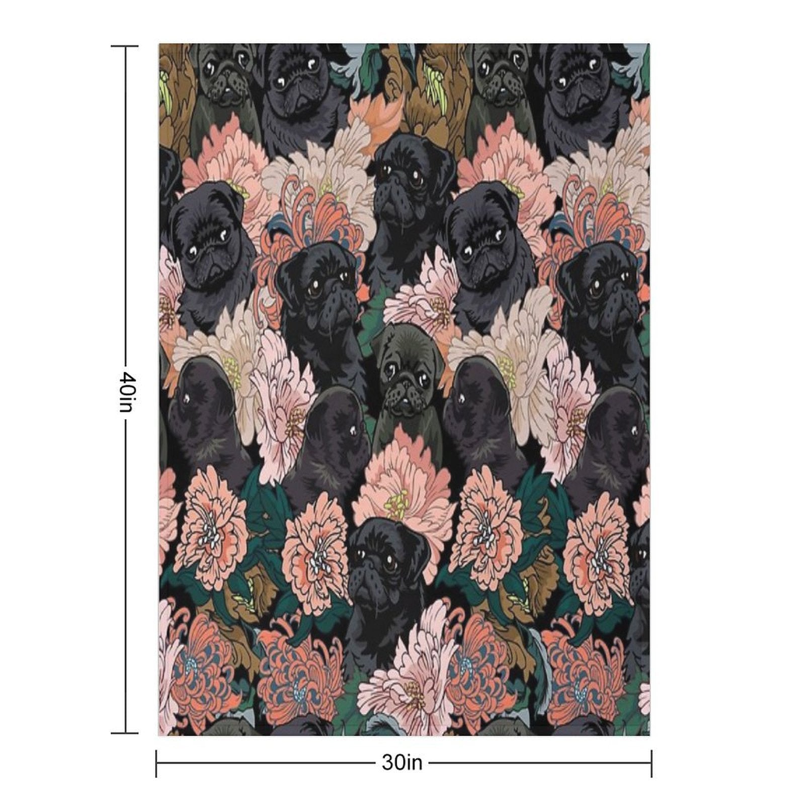 Because Black Pug Sustainable Throw Blanket