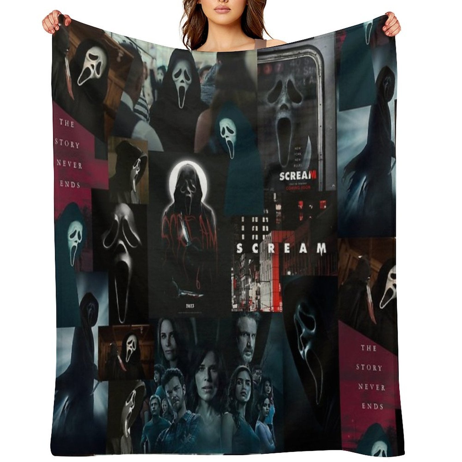 Scream Horror Movie Collage All-season Throw Blanket