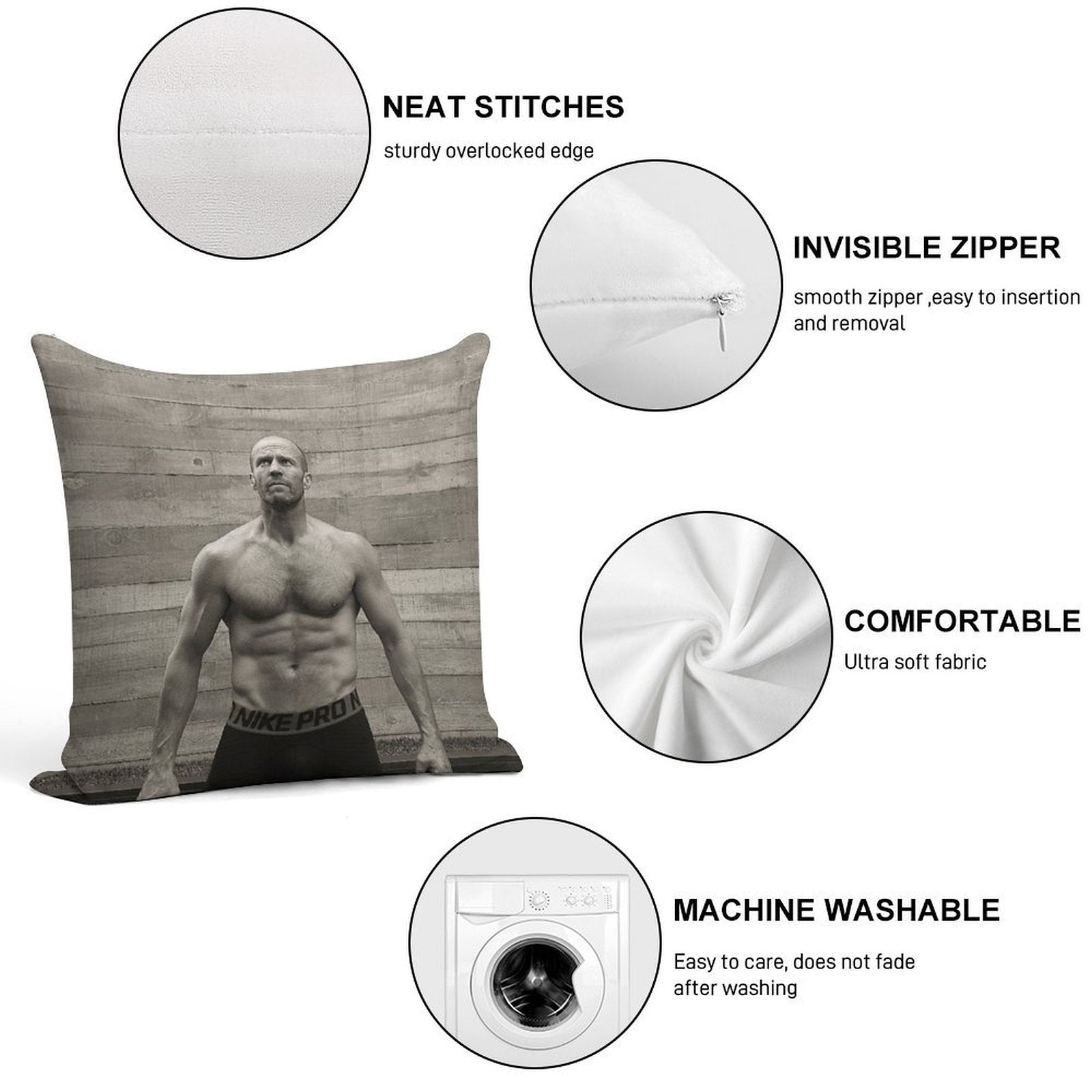 Jason Statham Soft Style Accent Throw Pillow