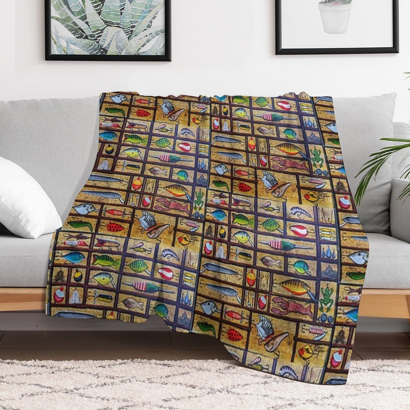 Fishing Lures Collection Sustainable Throw Blanket
