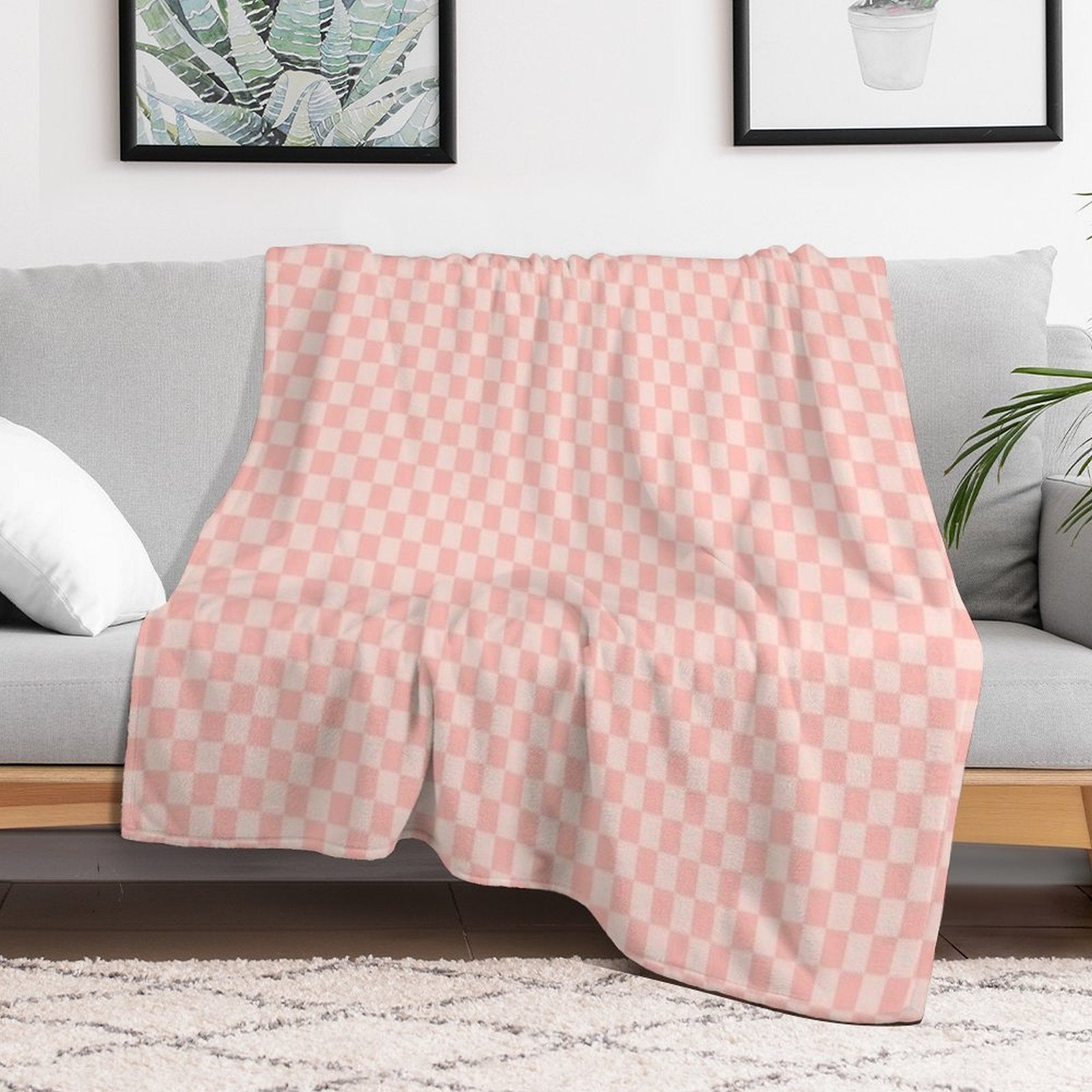 Check VII - Pink Eco-conscious Throw Blanket