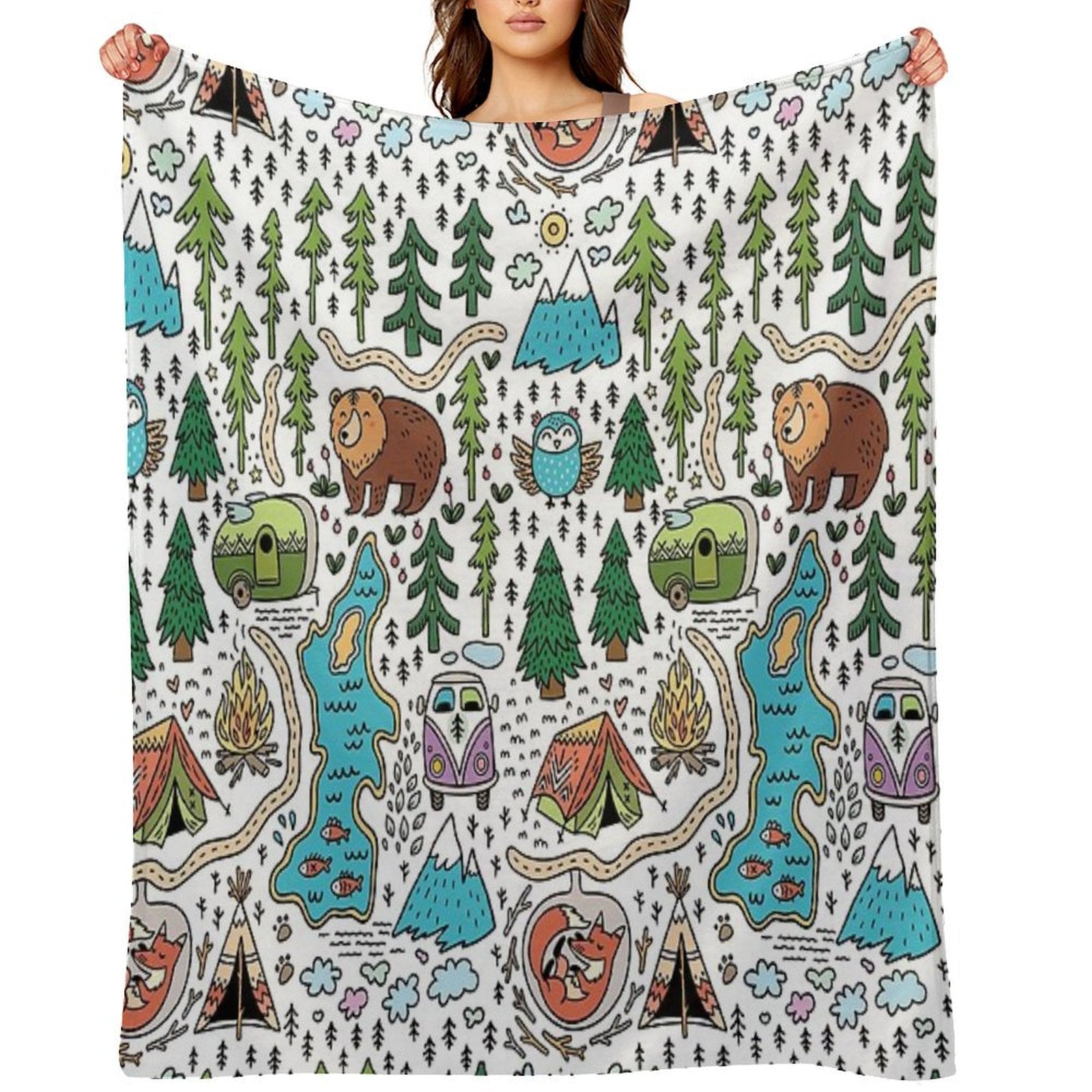 Happy Map Durable Throw Blanket