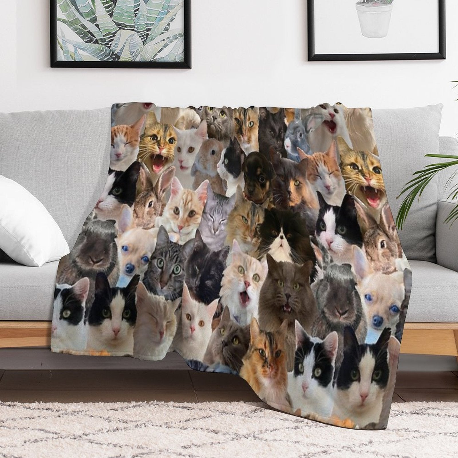 Cute Pets Pattern Compact Throw Blanket