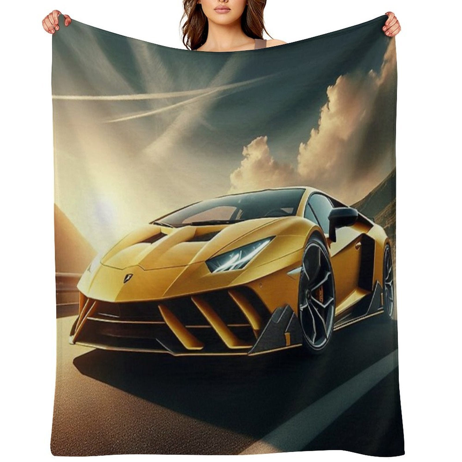 Lamborghini Sports Car on A Stunning Road Comfort Throw Blanket