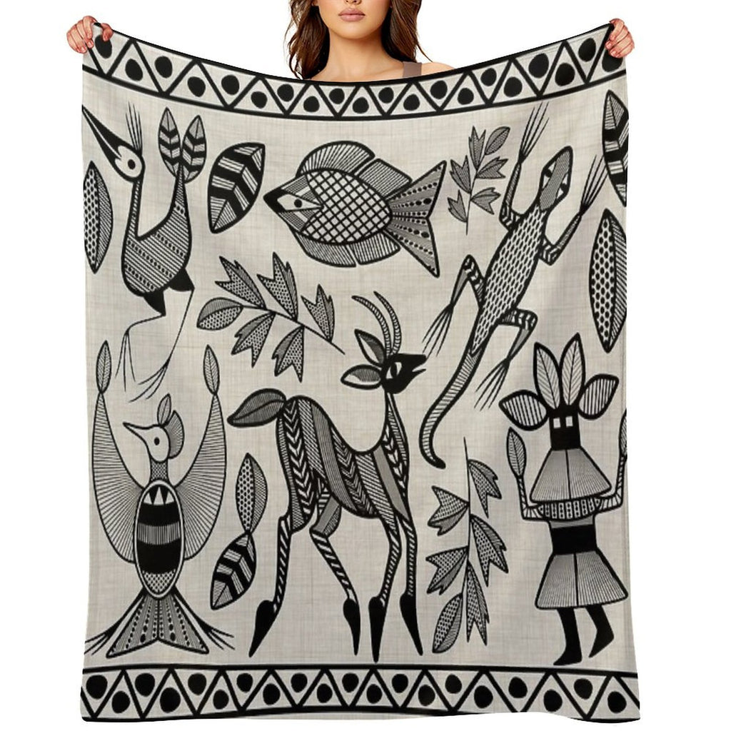 African Senufo Korhogo Tribal Ethnic Art Shrink-resistant Throw Blanket