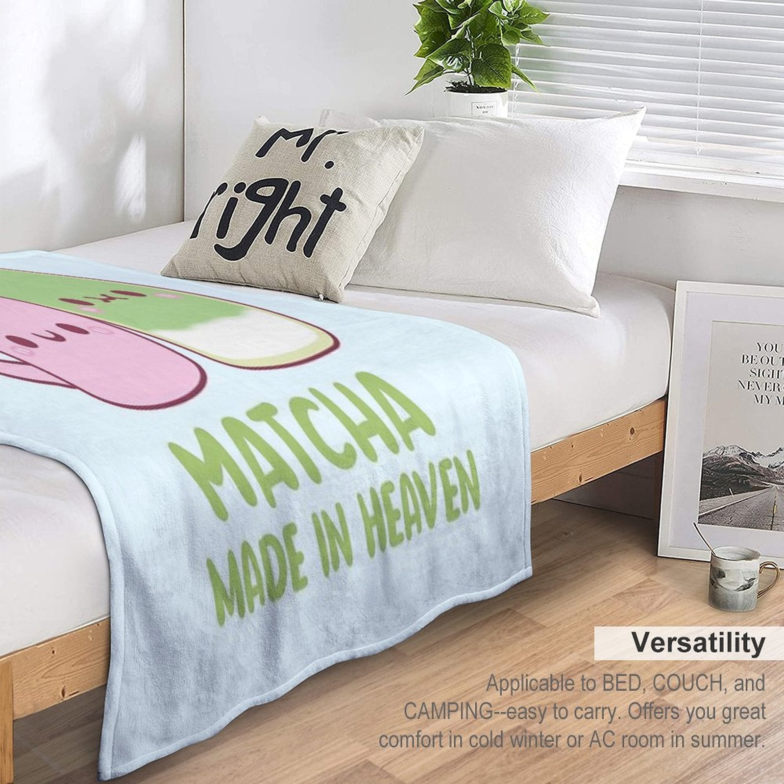 Cute Matcha Made In Heaven Tea Pun Comfort Throw Blanket