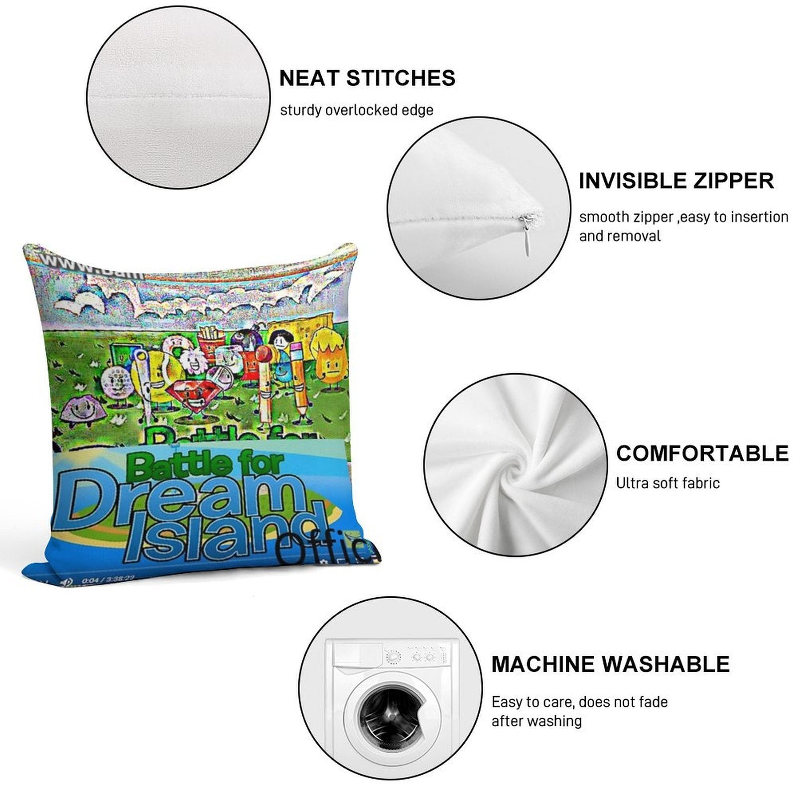 A BFDI Soft Easy Maintenance Throw Pillow