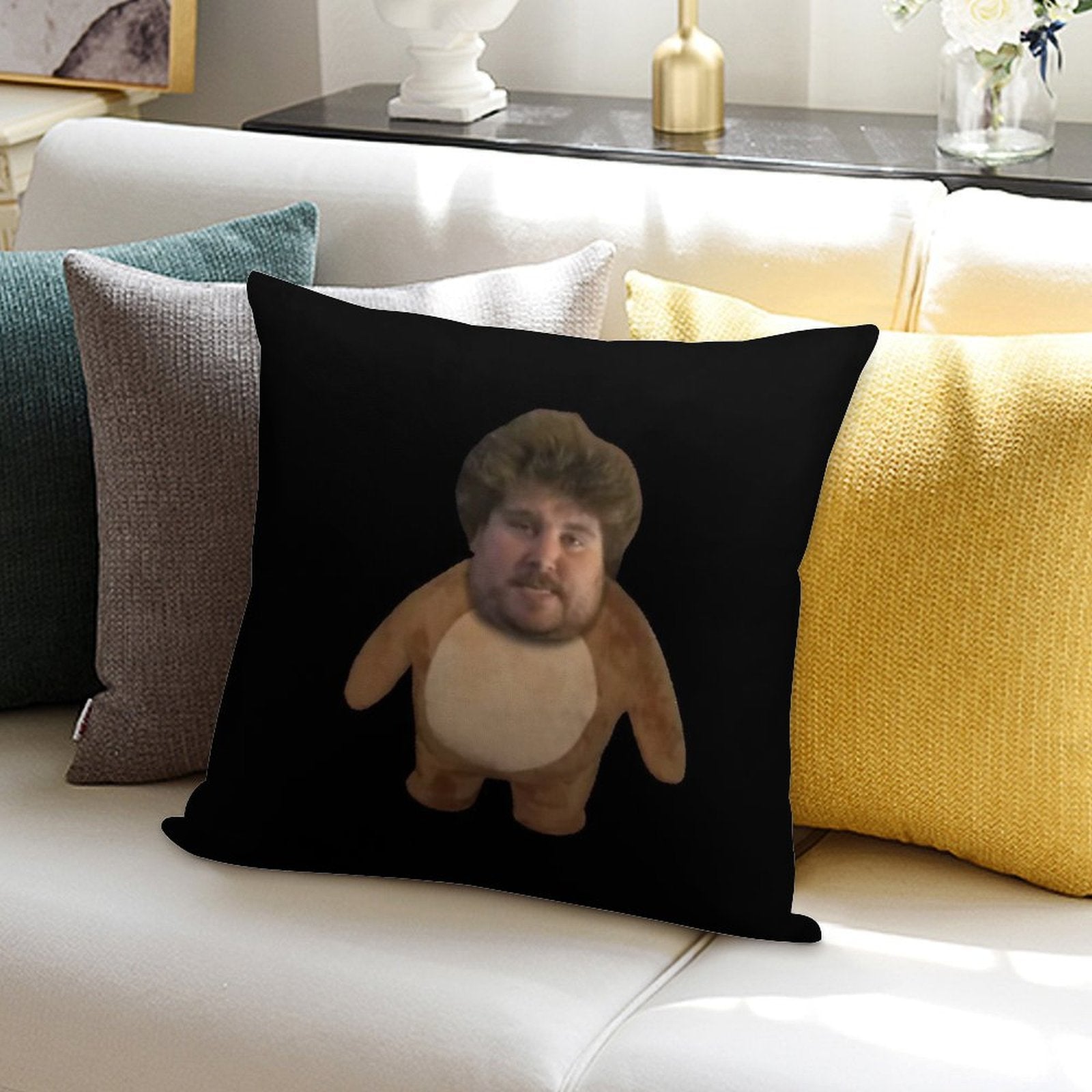Teddy Reiner Soft Hidden Zipper Throw Pillow