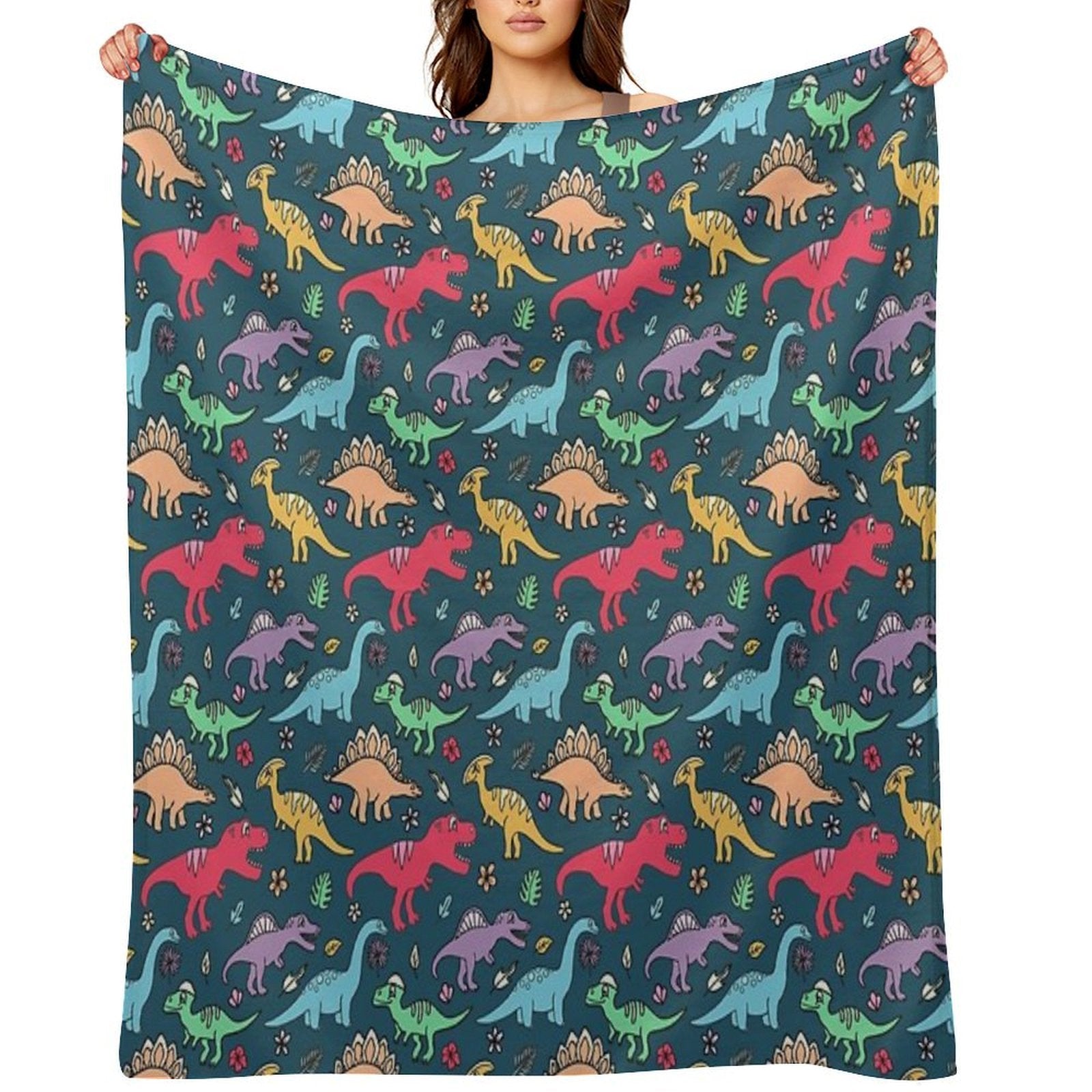 Dino Party - Dinosaur Pattern Multi-functional Throw Blanket