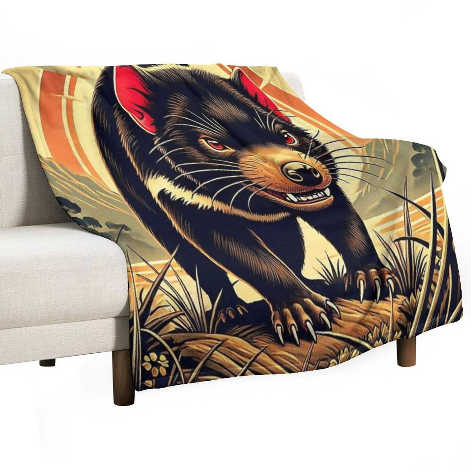 Tasmanian Devil  Tasmanian Devil Lovers Sustainable Throw Blanket