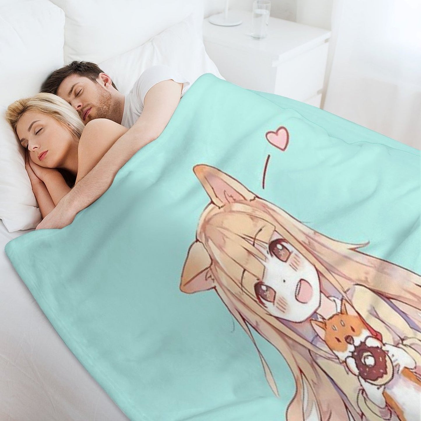Kawaii Anime Girl Easy Care Throw Blanket