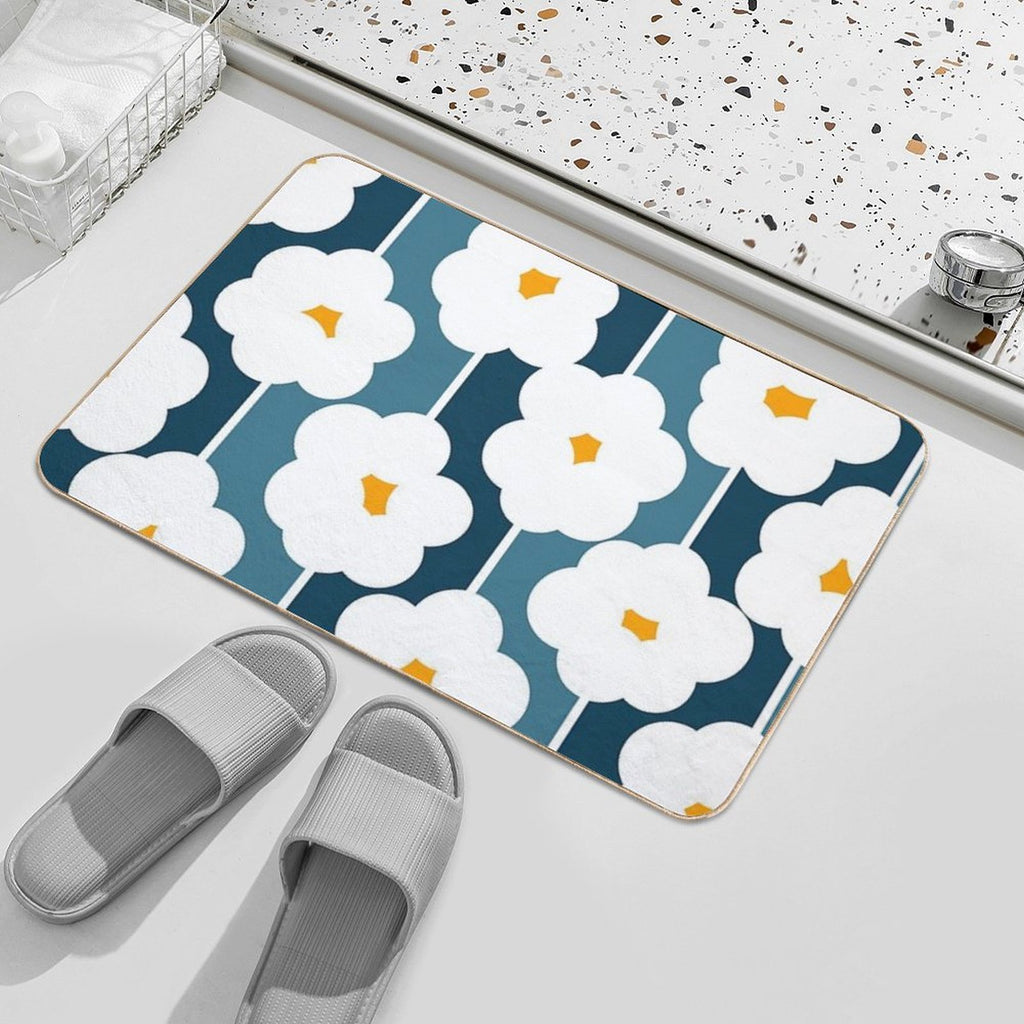 Joyful Abstract Floral Daisies Pattern  Eco-Friendly Bath Mat