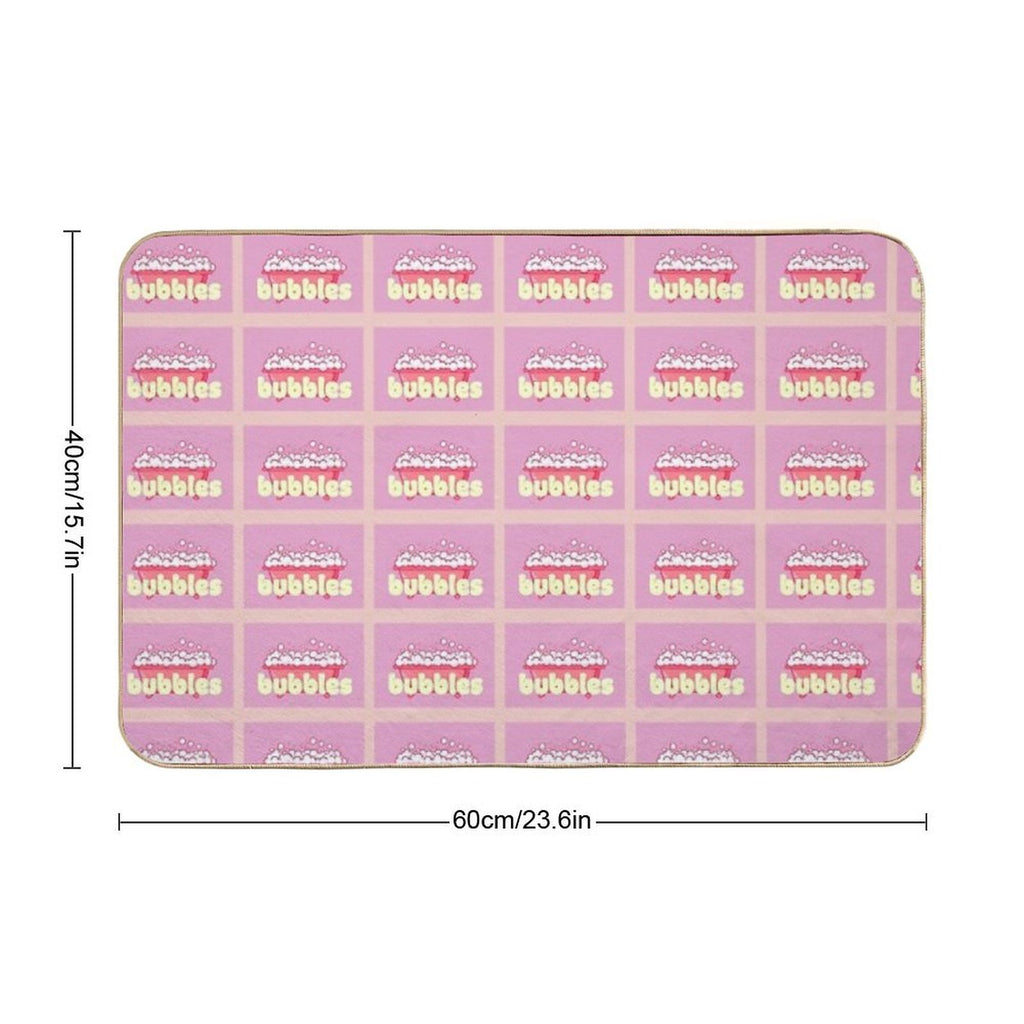 Cartoon Pink Bubble Bath Poster  Stain-Proof Bath Mat