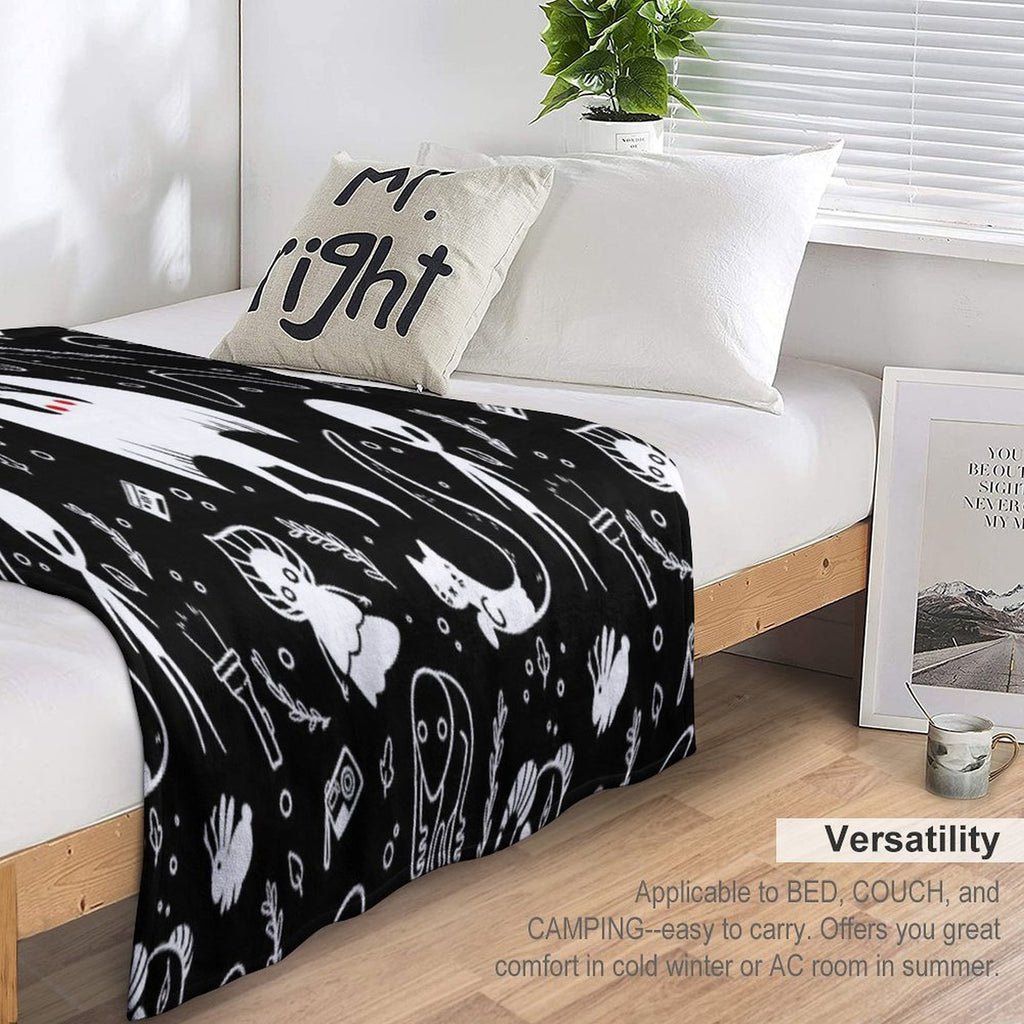 Cryptids in Black Compact Throw Blanket