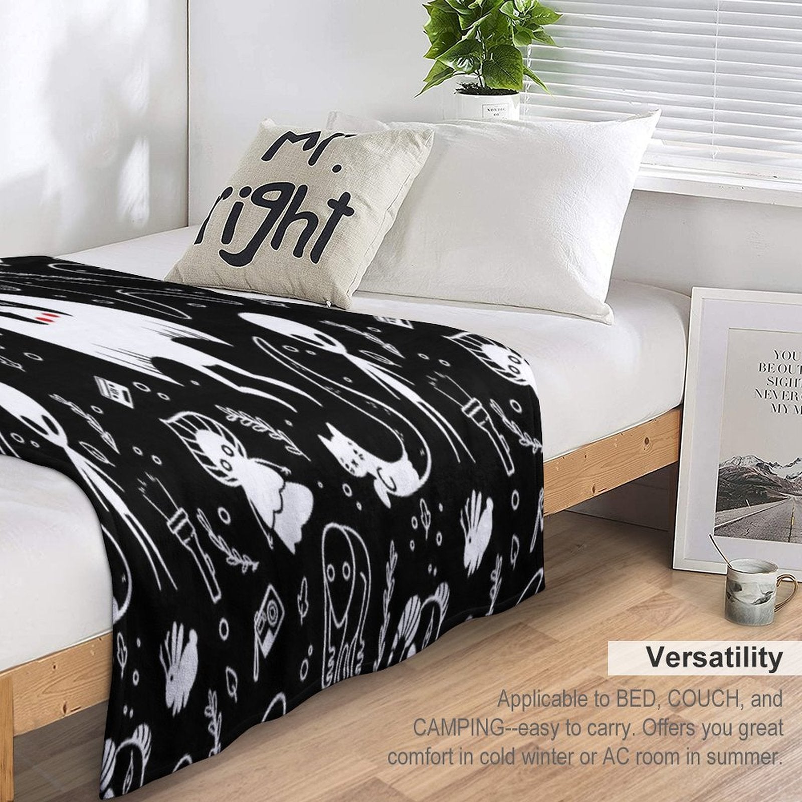 Cryptids in Black Compact Throw Blanket