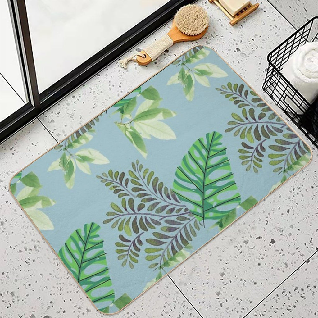 Tropical Vibe Leafy Pattern  Versatile Bath Mat