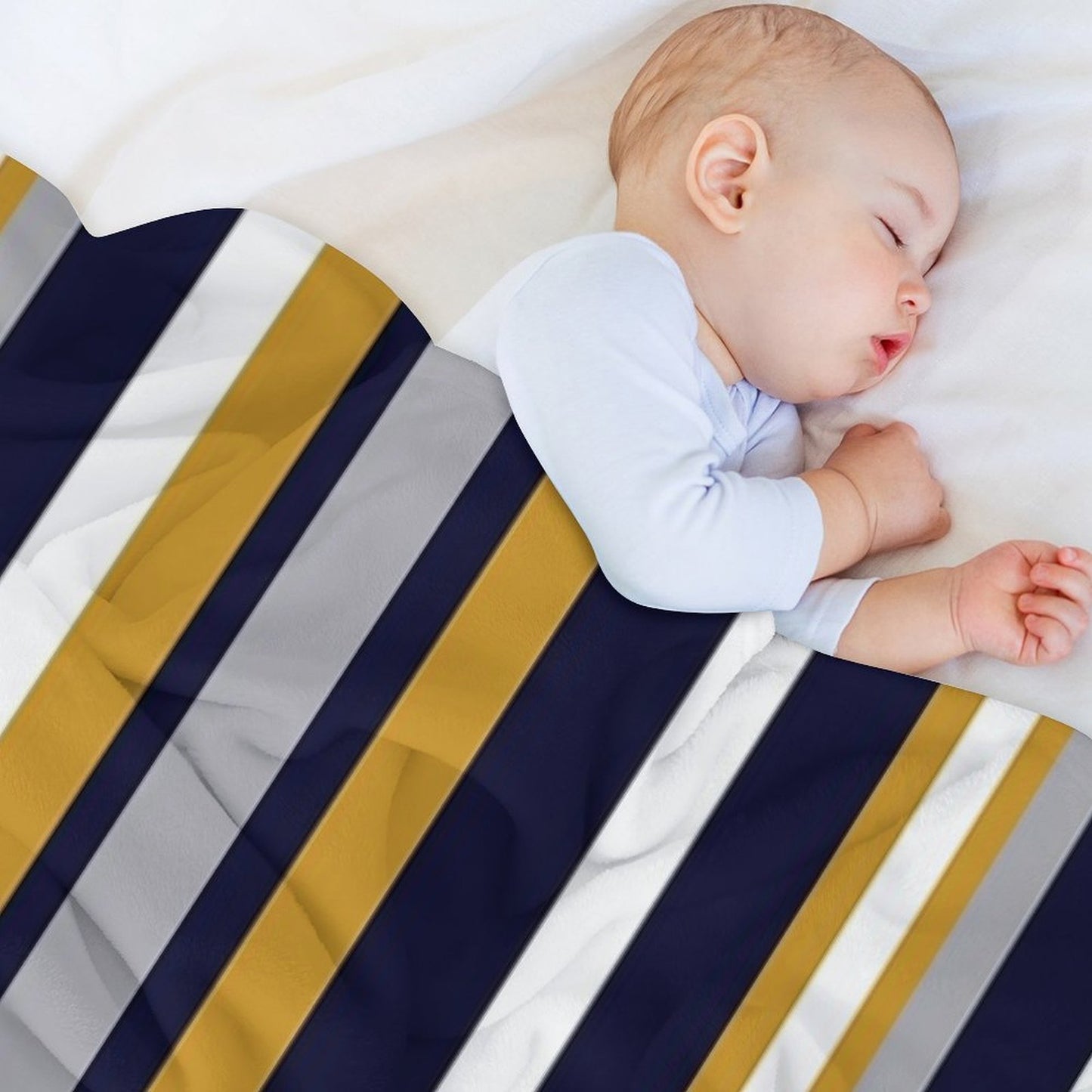 Modern Stripes Vertical Pattern in Honey Mustard Yellow, Dark Navy Blue, Gray, And White. Minimalist Color Block Versatility Throw Blanket
