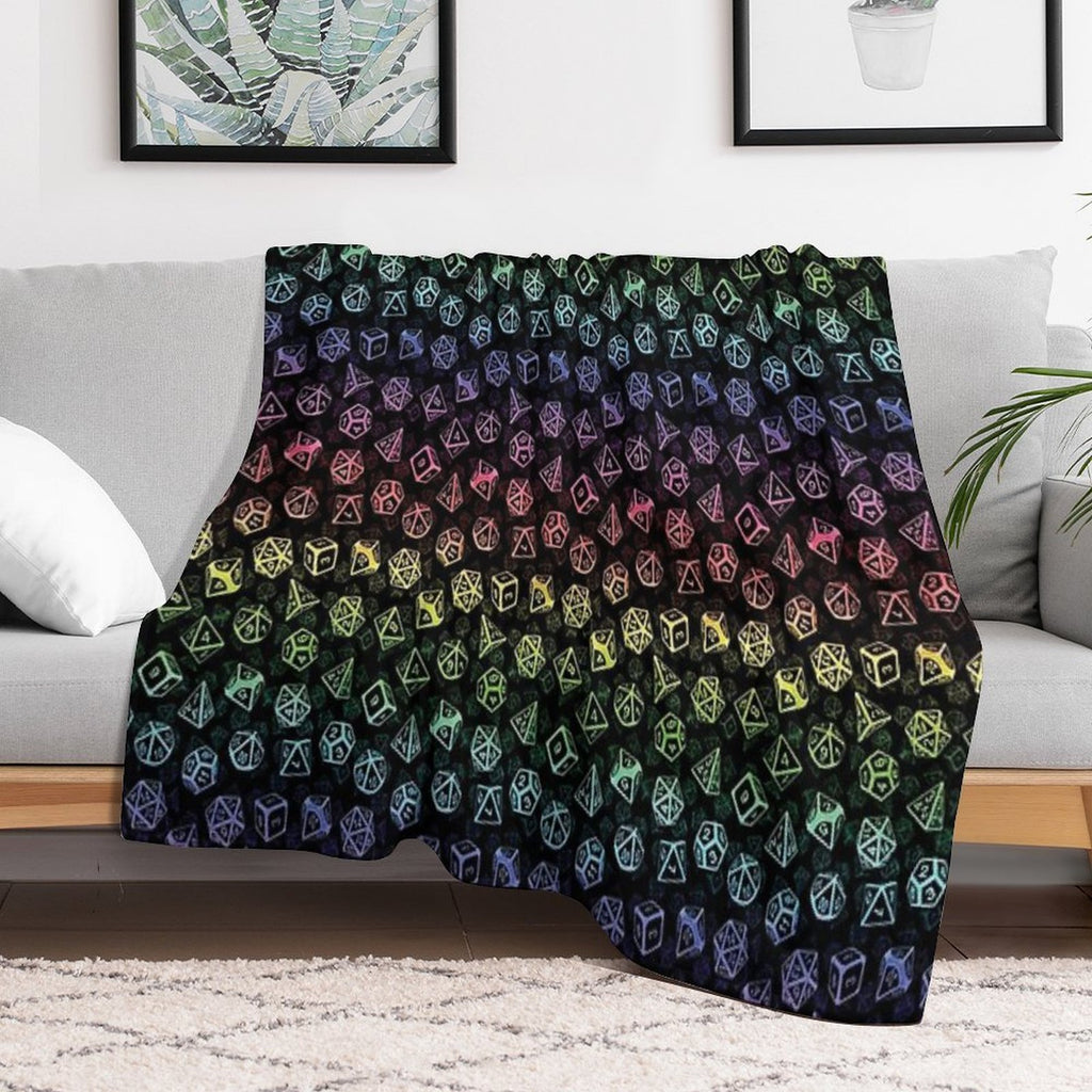 D20 Dice Set Pattern (Rainbow) Versatility Throw Blanket