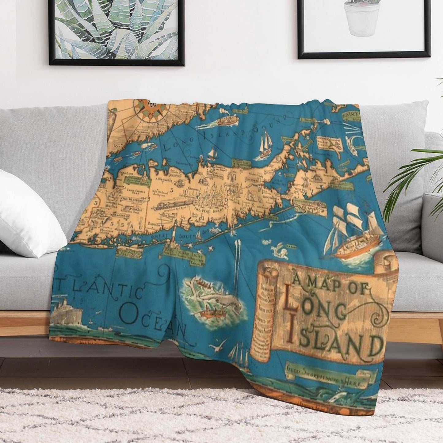 1953 Long Island Map - Special Gift Idea Comfort Throw Blanket