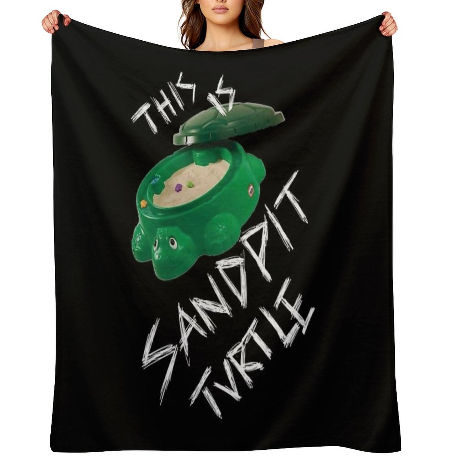This Is Sandpit Turtle Bmth Meme White on Black Classic Easy Care Throw Blanket