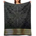 Greek Key Ornate Black & Gold All-season Throw Blanket
