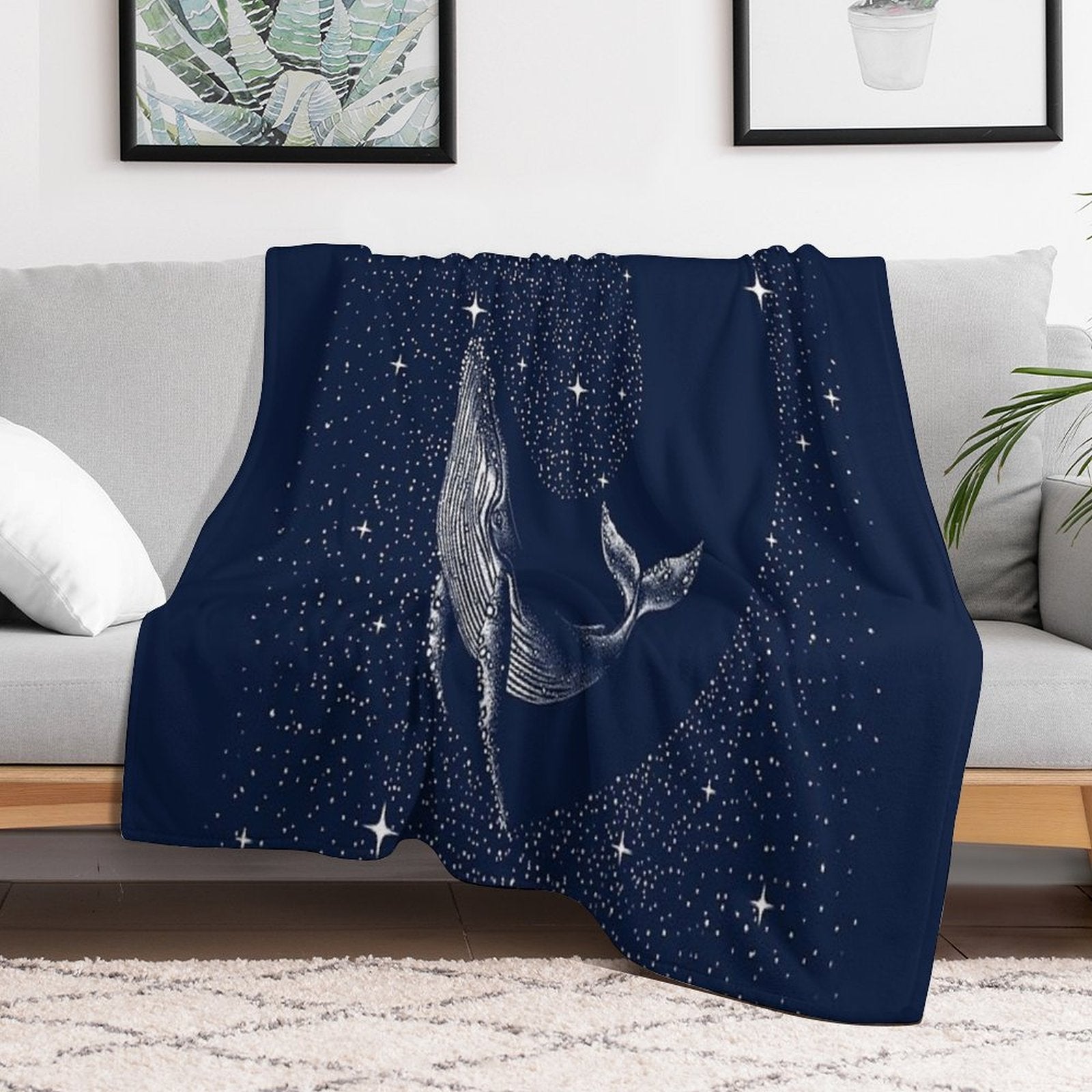 Starry Whale Wrinkle-free Throw Blanket