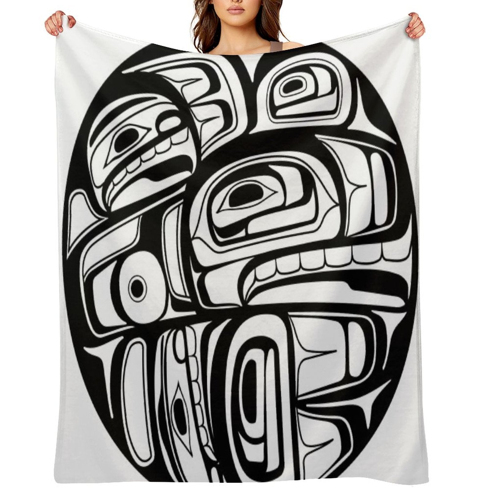 Orca Circle Formline Pendant Native American Salish Blackfish Velvety-soft Throw Blanket