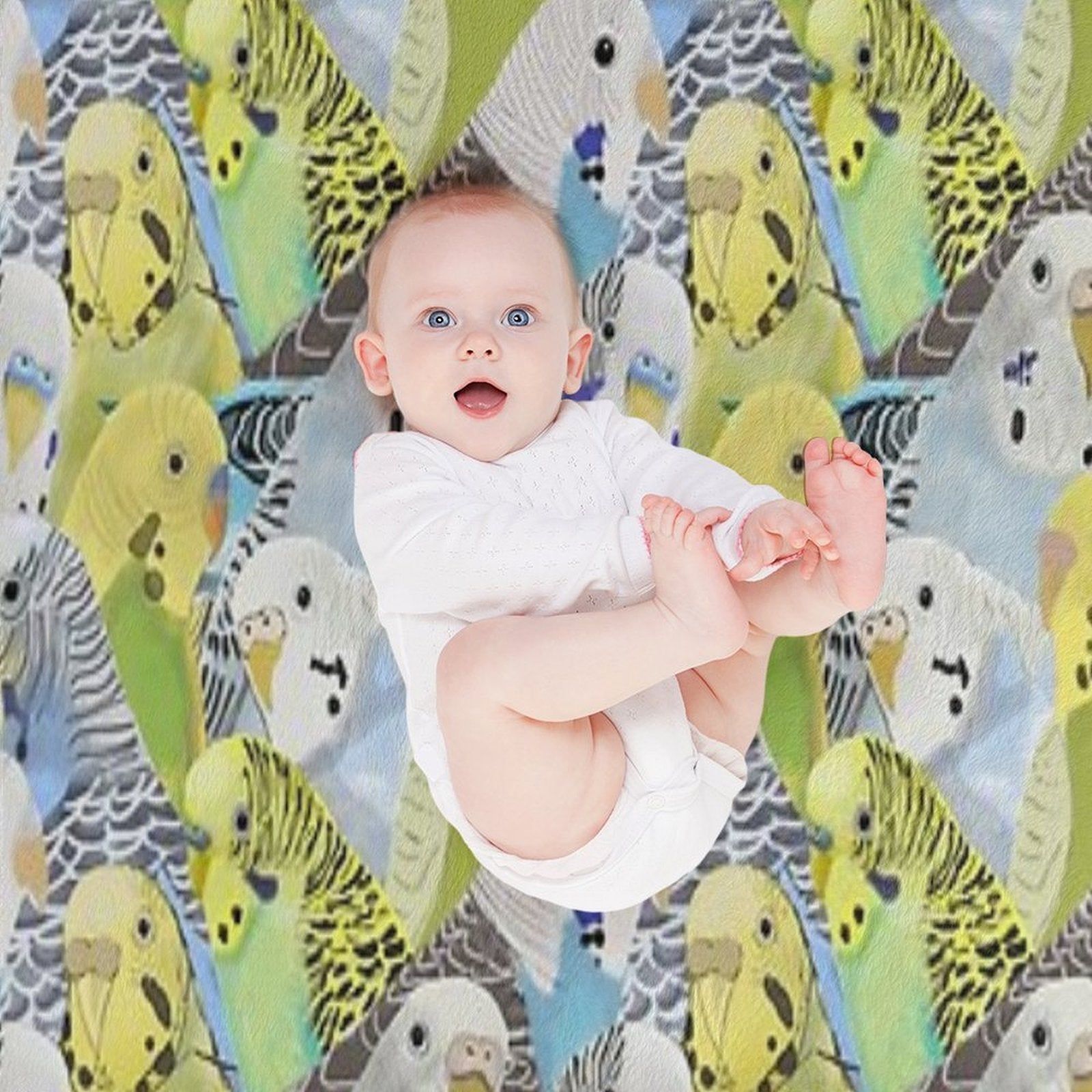 Budgie Parakeets Plush Throw Blanket