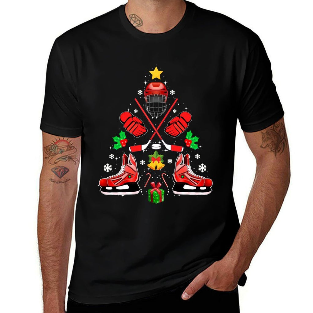 Hockey Equipment Christmas Tree Christmas Hockey  Graphic-printed T-Shirt