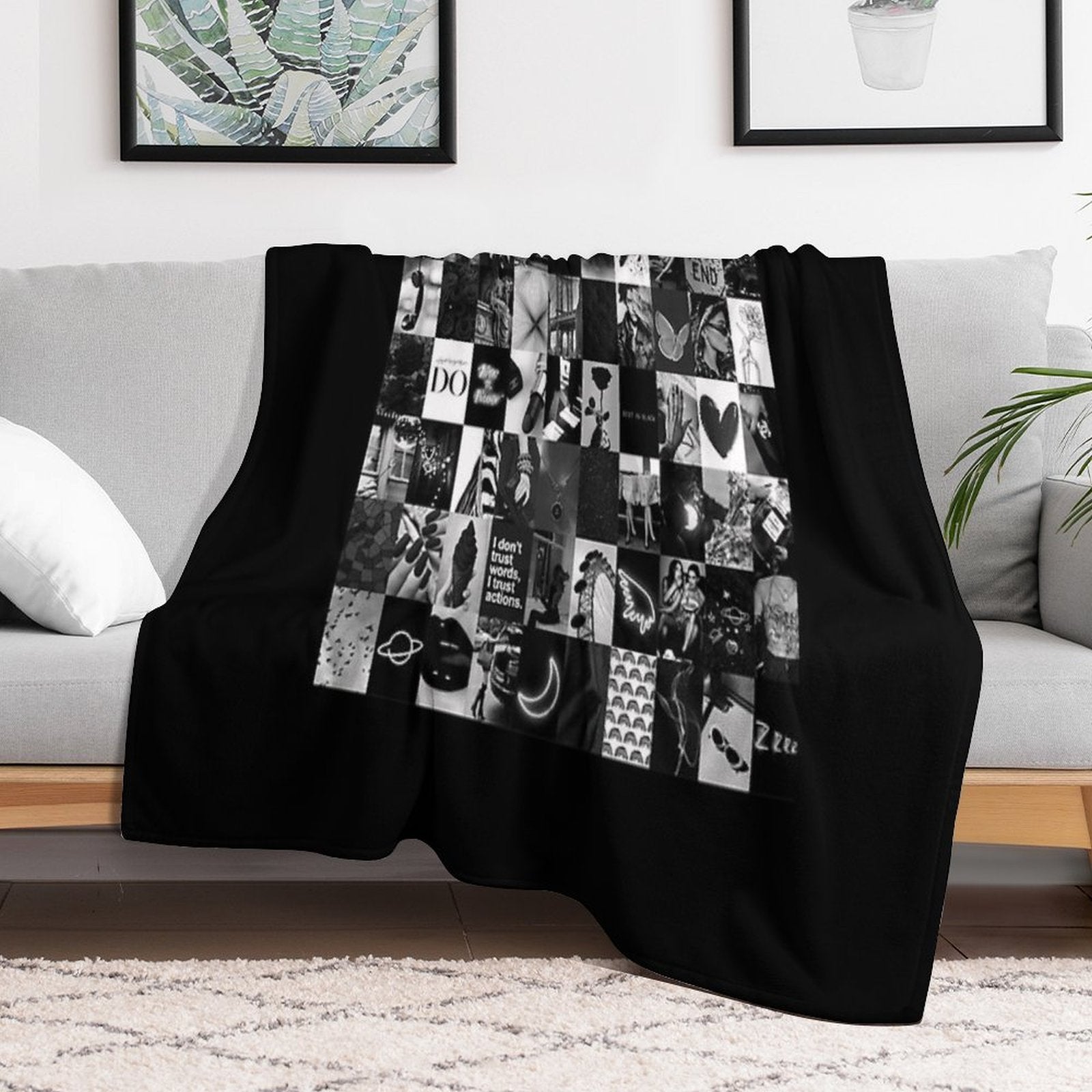 Black Aesthetic Collage Classic . Compact Throw Blanket