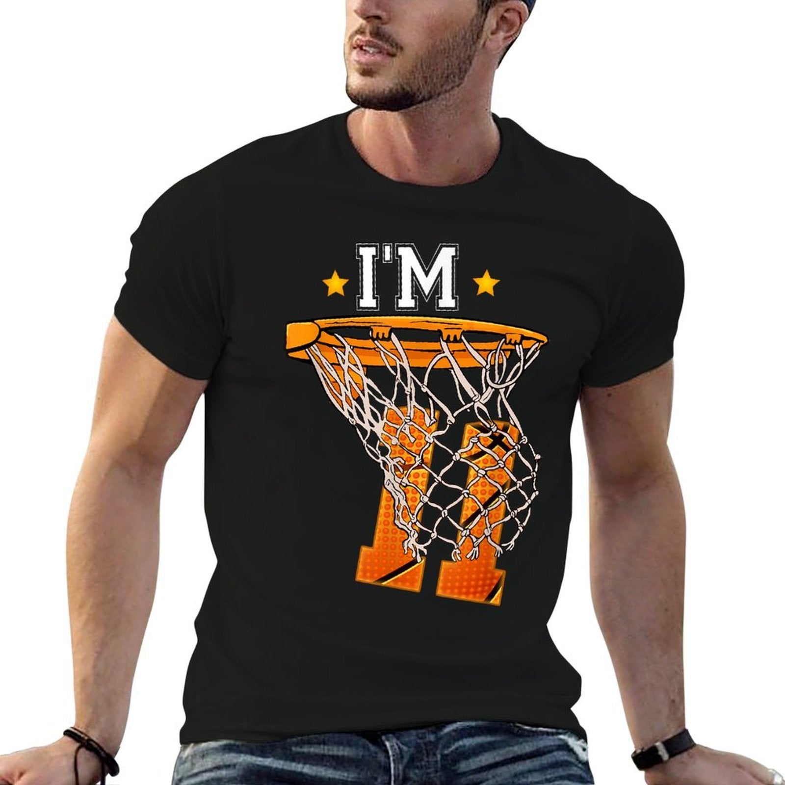 11th Birthday Basketball I'm 11 Boy Girl 11th Birthday  Heathered Texture T-Shirt