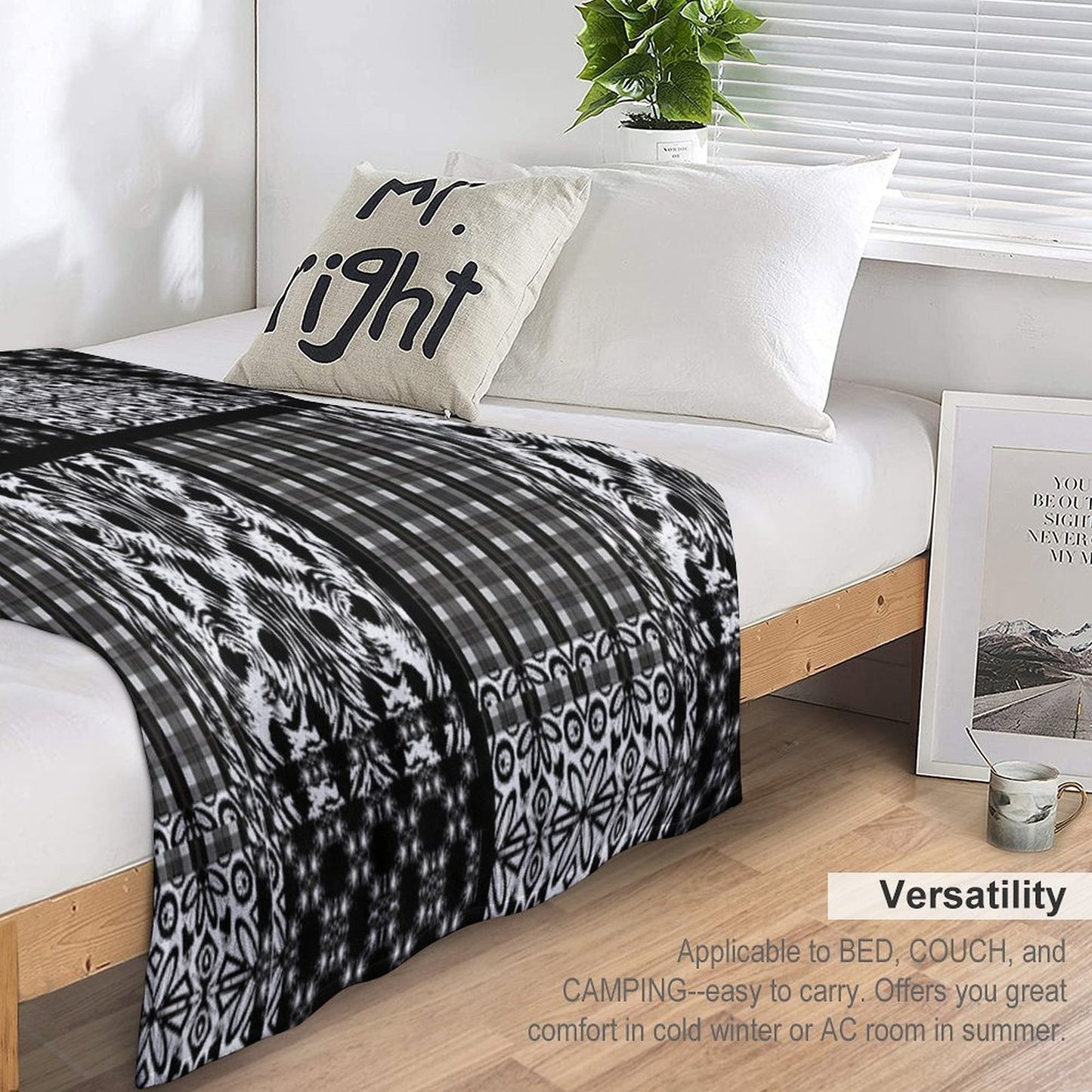 Mixed Black And White Pattern Gift-ready Throw Blanket