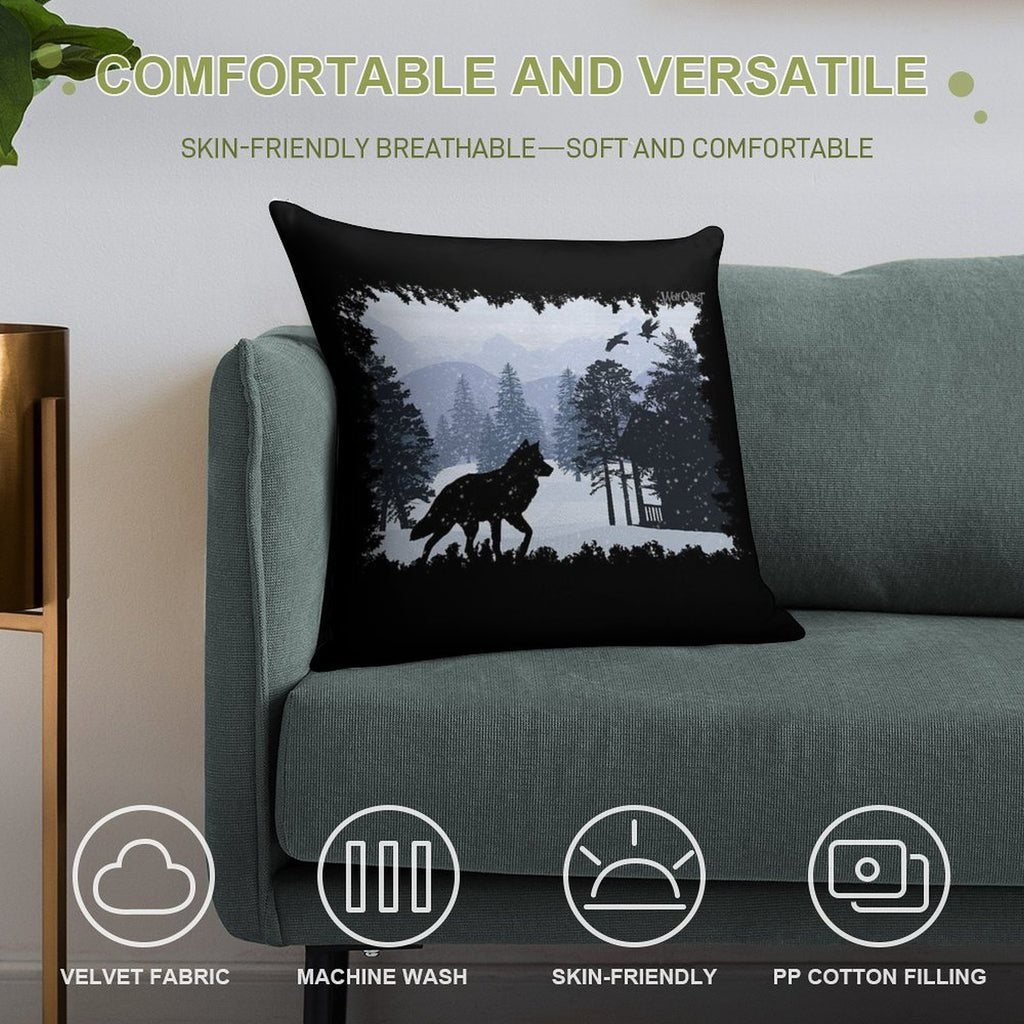 Snowy Cabin - WolfQuest Dream Soft Reinforced Edging Throw Pillow